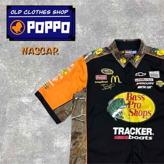 NASCAR☆バスプロショップスビッグロゴリアルツリーカモ半袖レーシングシャツ(シャツ)