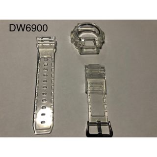 (新品)G-SHOCKカスタム DW6900用ベゼル&ベルト 透明クリア　工具付(各種パーツ)