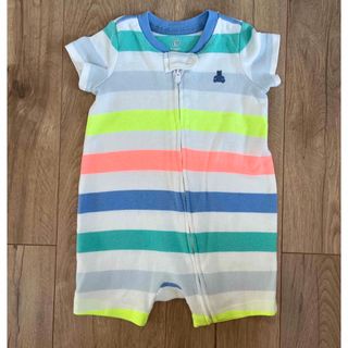 ベビーギャップ(babyGAP)のベビーギャップ 半袖ロンパース 60cm 3-6M カラフルボーダー(ロンパース)