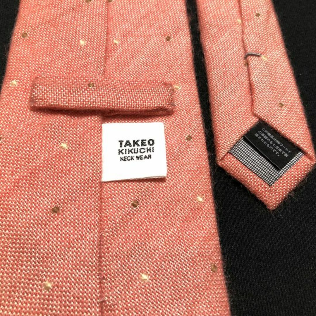 TAKEO KIKUCHI(タケオキクチ)のタケオキクチ ドット レッド ネクタイ カシミア コットン A104-J25 メンズのファッション小物(ネクタイ)の商品写真