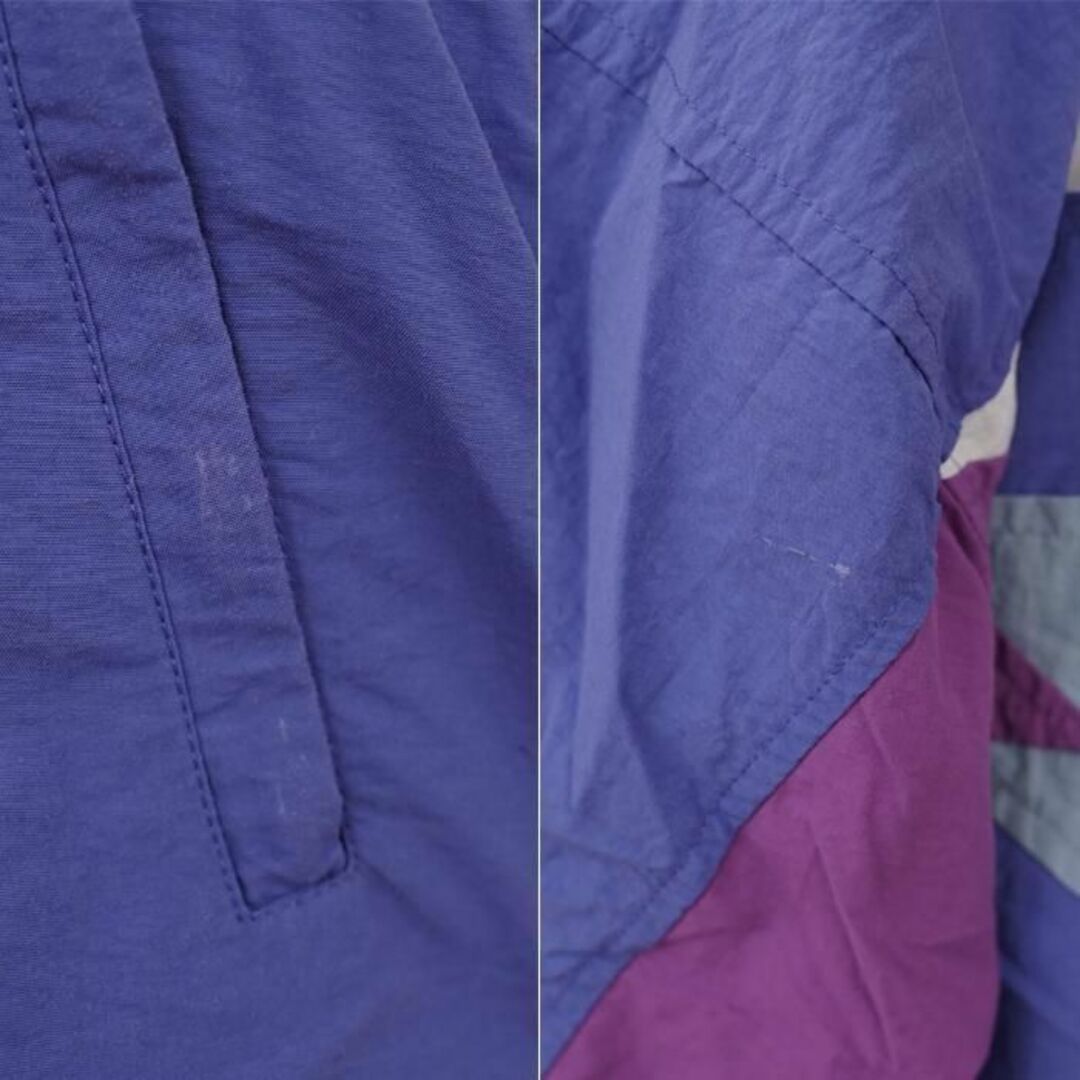 90s アディダス ロゴ刺繍ナイロンジャケット トレファイル M パープル 青紫