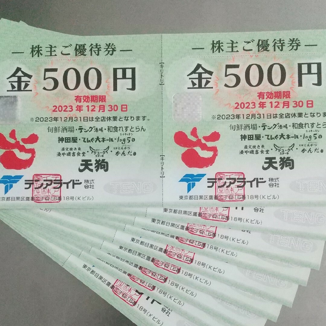 テンアライド株主優待500円券20枚　10,000円分