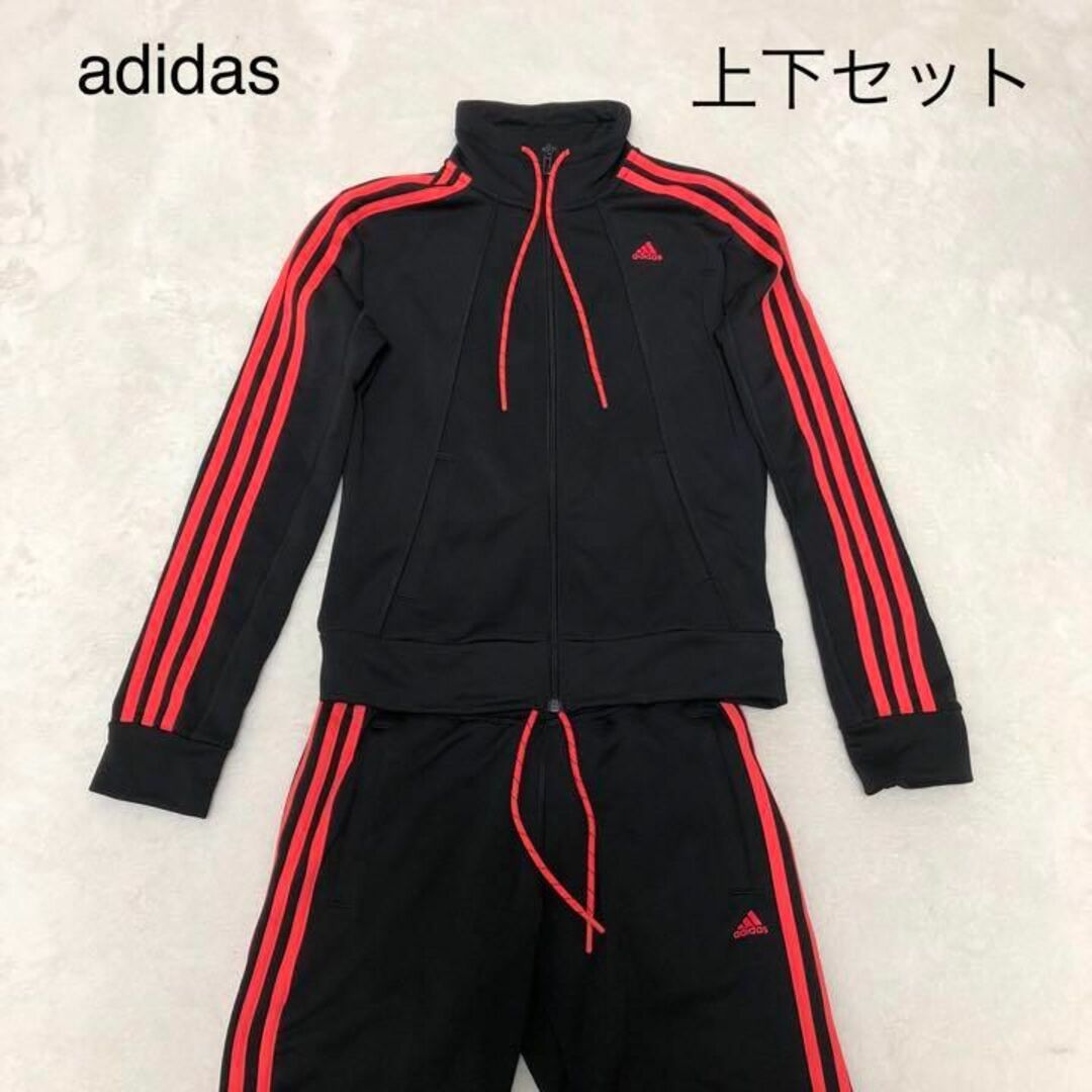 adidas - adidas/アディダス/ジャージ/上下セット/黒×赤/Sの通販 by ...