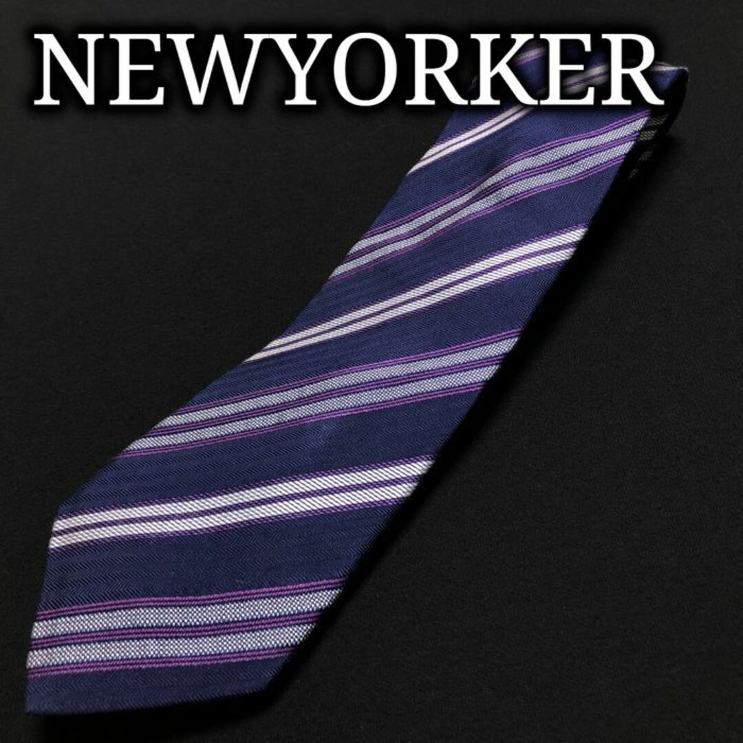 NEWYORKER(ニューヨーカー)のニューヨーカー レジメンタル ネイビー ネクタイ A104-K16 メンズのファッション小物(ネクタイ)の商品写真