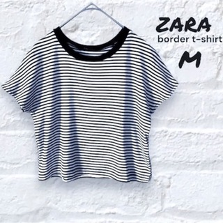 ザラ(ZARA)の《美品》ZARAザラ レディース トップス ボーダーTシャツ 半袖 カジュアルM(Tシャツ(半袖/袖なし))