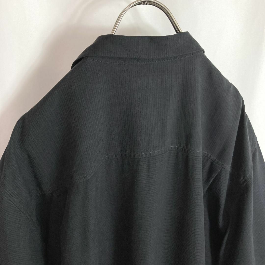 ビンテージトミーバハマ アロハシャツ シンプル 細ボーダーゆるだぼ黒色２XL 4