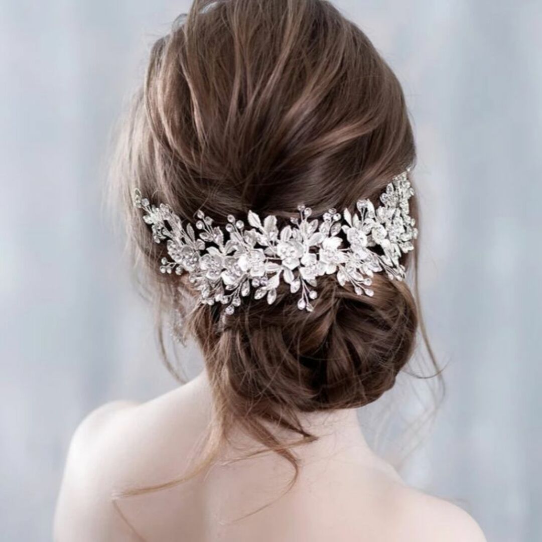 ☆新品☆ウェディング&結婚式に！ ヘッドドレス ボンネ フラワーヘアアクセサリー レディースのフォーマル/ドレス(ウェディングドレス)の商品写真