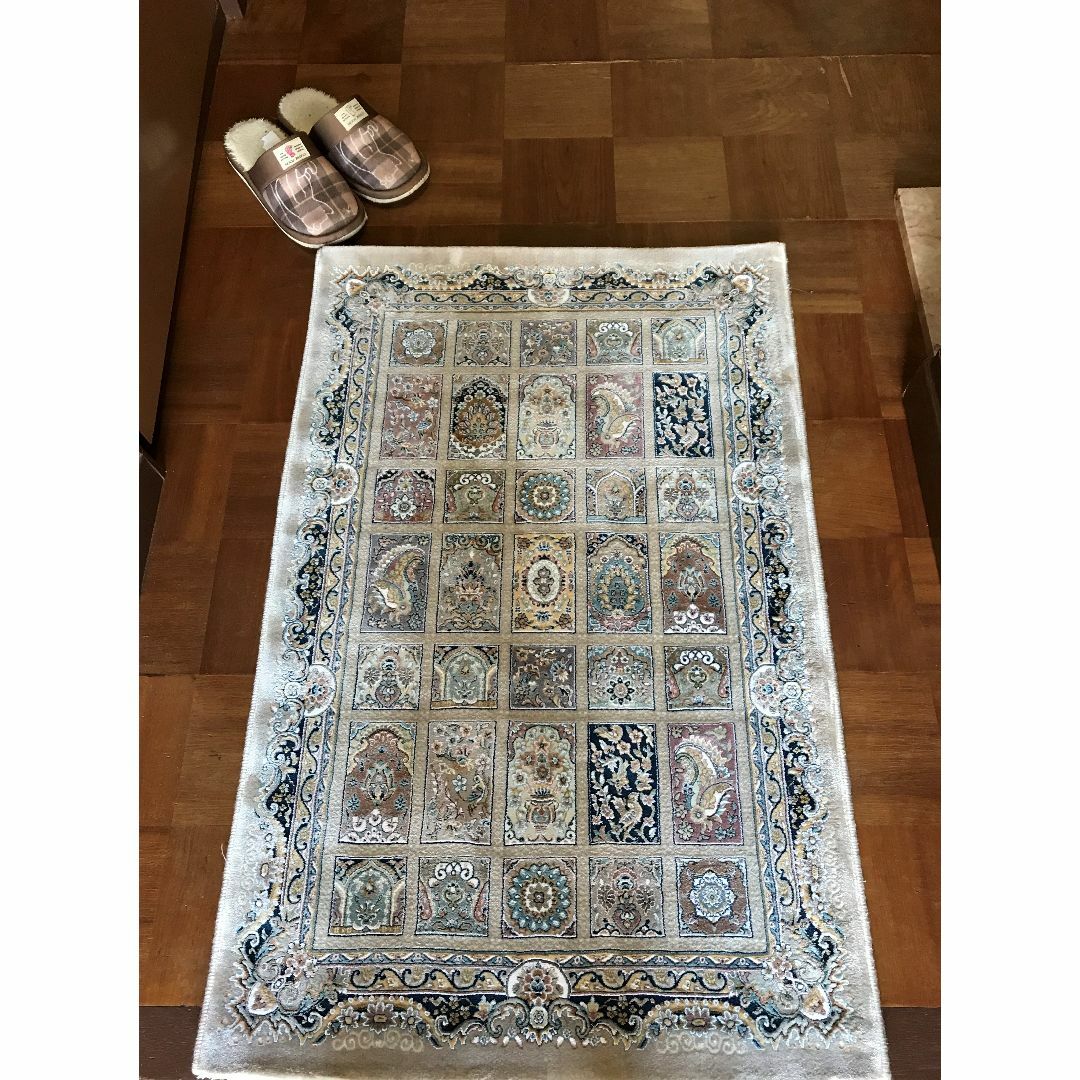 225万ノット！超高密度織 絨毯 本場イラン産 60×90cm‐14001 2