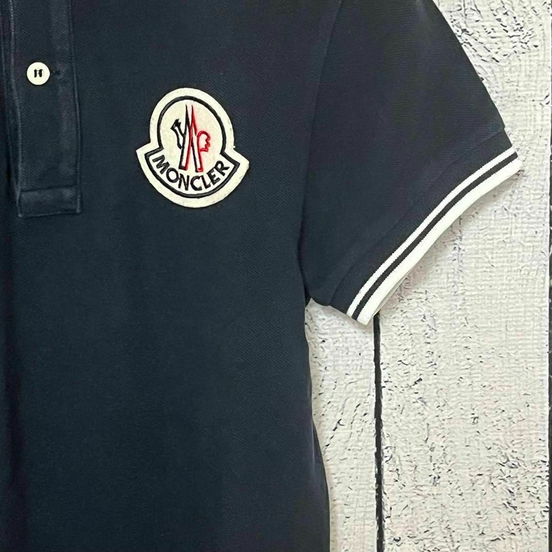 MONCLER(モンクレール)の【匿名配送】MONCLER モンクレール ポロシャツ　 コットン ネイビー XS レディースのトップス(ポロシャツ)の商品写真