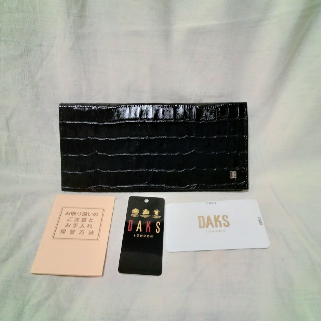 新2.2万円 DAKS ダックス プレイリー 日本製 クロコ型押牛革製 長財布茶