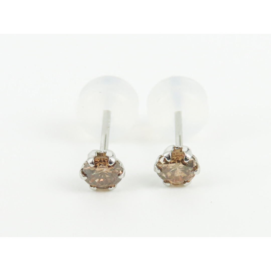 Pt900 プラチナ900 天然ブラウンダイヤモンド 計0.25ctピアス 新品