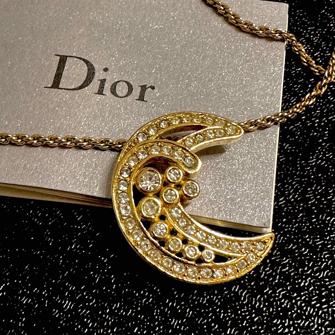 Germany製　DIOR モチーフネックレス　月　ムーン　ゴールド　ストーン