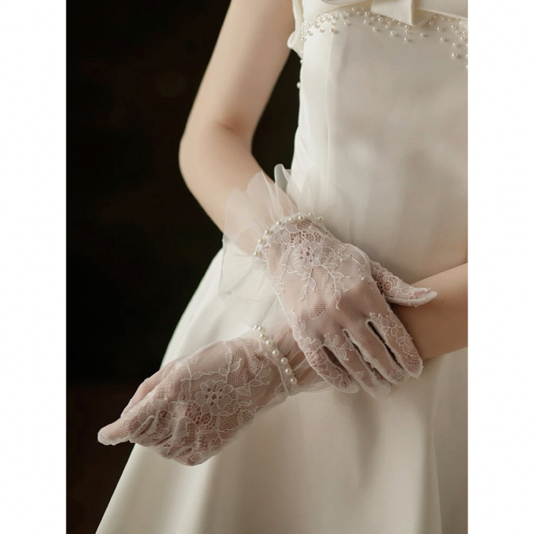 ウェディング　ブライダル　グローブ　結婚式 レディースのフォーマル/ドレス(ウェディングドレス)の商品写真