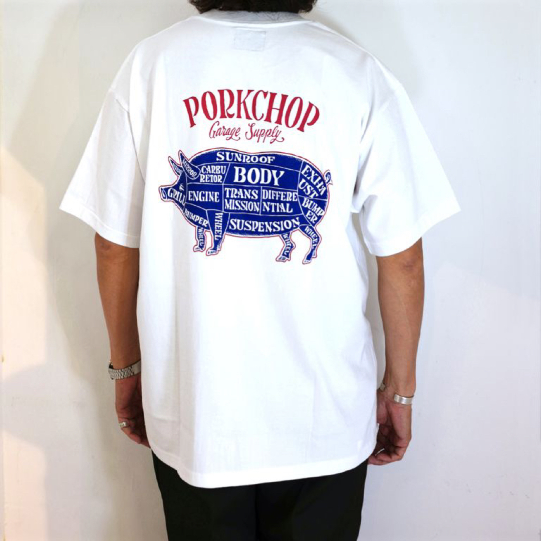 ポークチョップ　Tシャツ/PORKCHOP WHITE RB M キムタク