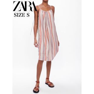 ザラ(ZARA)のZARA ストライプ柄ラスティックワンピース(ひざ丈ワンピース)