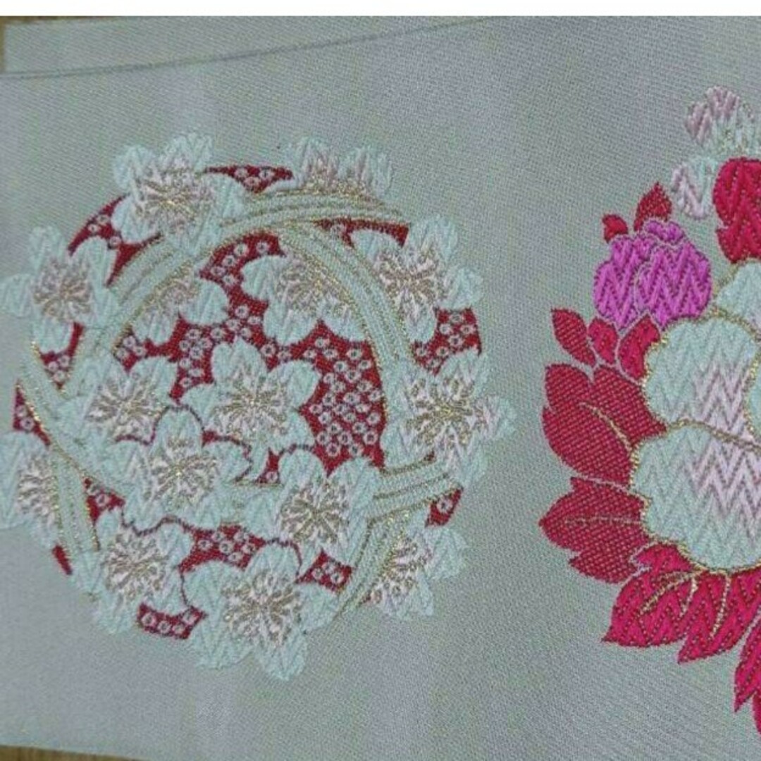 【未使用品】正絹　手鞠柄　刺繍半幅帯