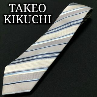 タケオキクチ(TAKEO KIKUCHI)のタケオキクチ レジメンタル グレー＆ネイビー ネクタイ A104-N06(ネクタイ)