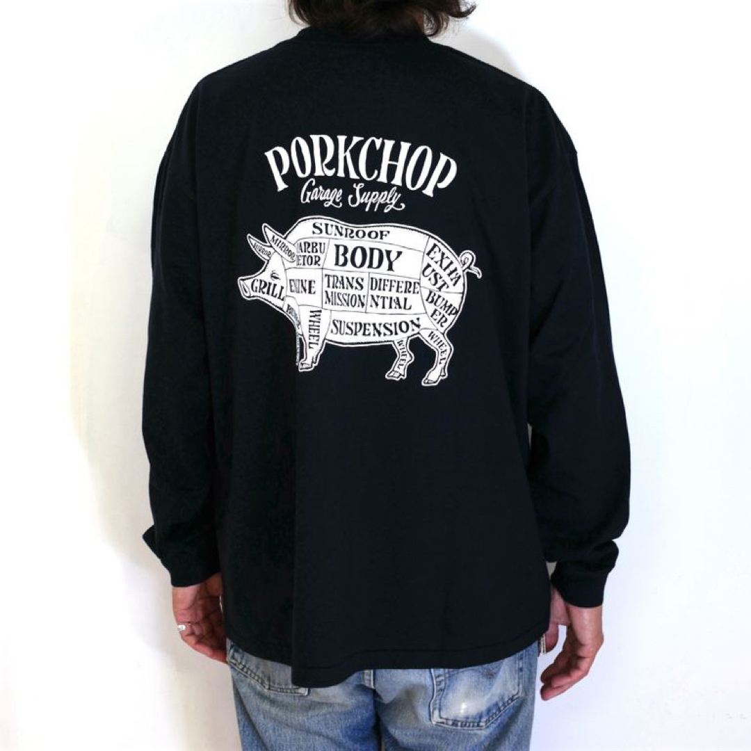 ポークチョップ Tシャツ/PORKCHOP BLACK XLサイズ hrlive.nl