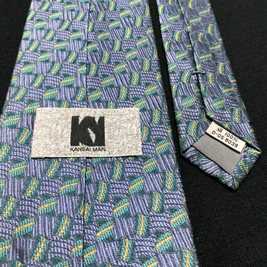 Kansai Yamamoto(カンサイヤマモト)のカンサイヤマモト 小紋 ライトネイビー＆グリーン ネクタイ A104-N17 メンズのファッション小物(ネクタイ)の商品写真