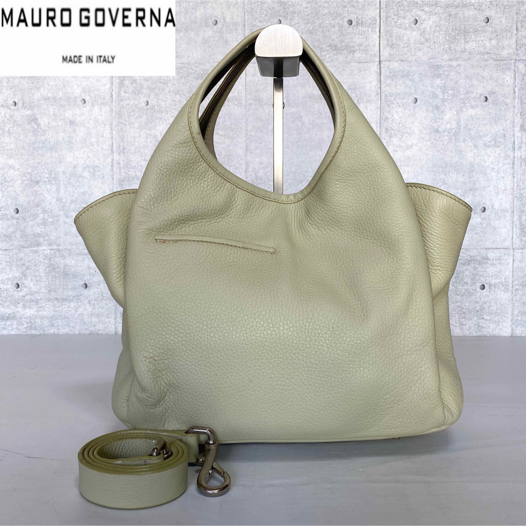 極美品】MAURO GOVERNA トリヨンレザー クリーム色 2WAYバッグ-