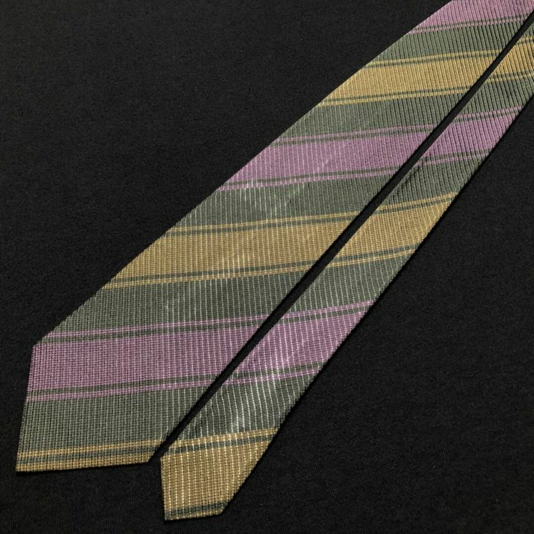 D’URBAN(ダーバン)のダーバン レジメンタル グリーン＆パープル ネクタイ A104-O05 メンズのファッション小物(ネクタイ)の商品写真