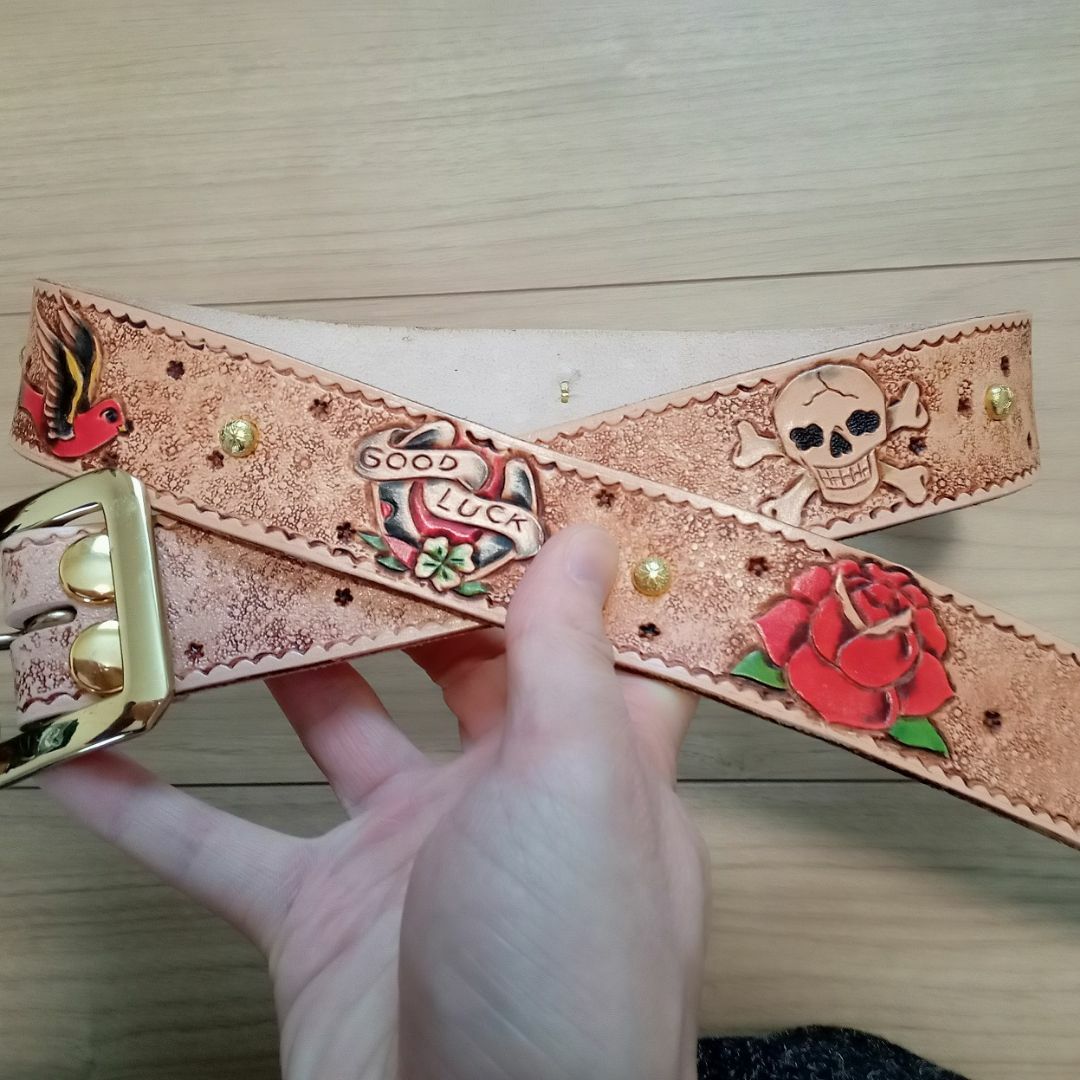 数量は多 タトゥーデザインベルト スタッズ カービング セーラー