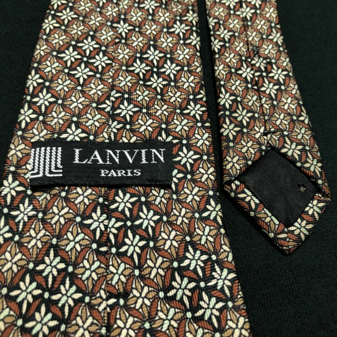 LANVIN(ランバン)のランバン ロゴ小紋 ブラック＆ブラウン ネクタイ A104-P19 メンズのファッション小物(ネクタイ)の商品写真