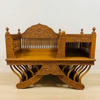 中国 椅子 チェア ベンチ 唐木 彫刻 アンティーク ヴィンテージ 長椅子