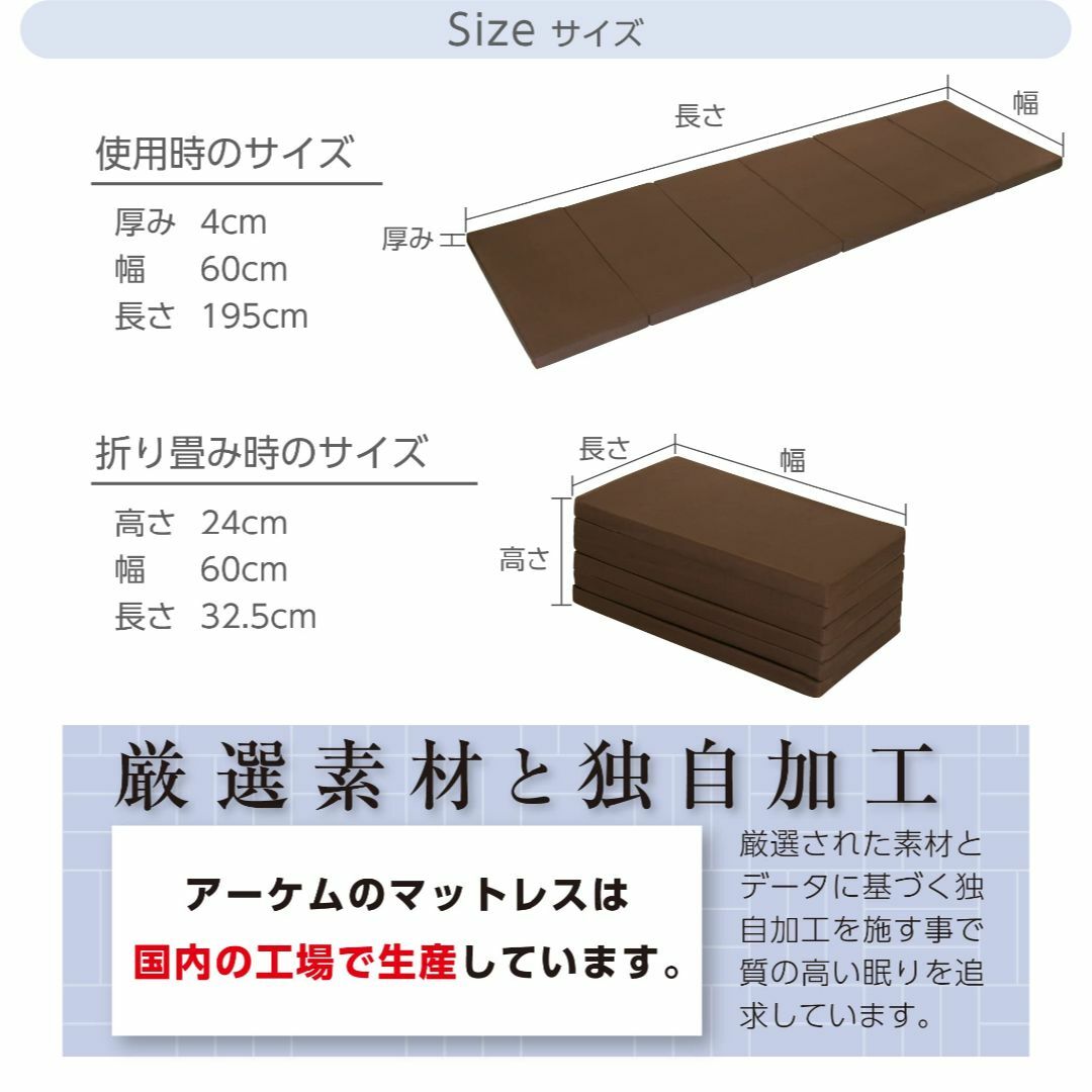 アーケム 高硬度 六つ折り マットレス セミシングル スモール 60cm幅 ブラ アーケム 高硬度 六つ折り マットレス セミシングル スモール 60cm幅 ブラ