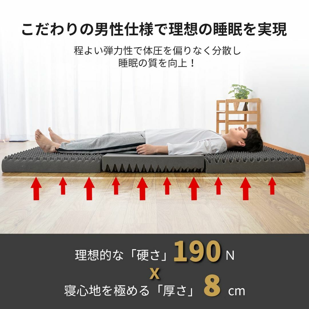 色: グレー】AIFY マットレス シングル 厚さ8cm 高反発 密度28D の通販