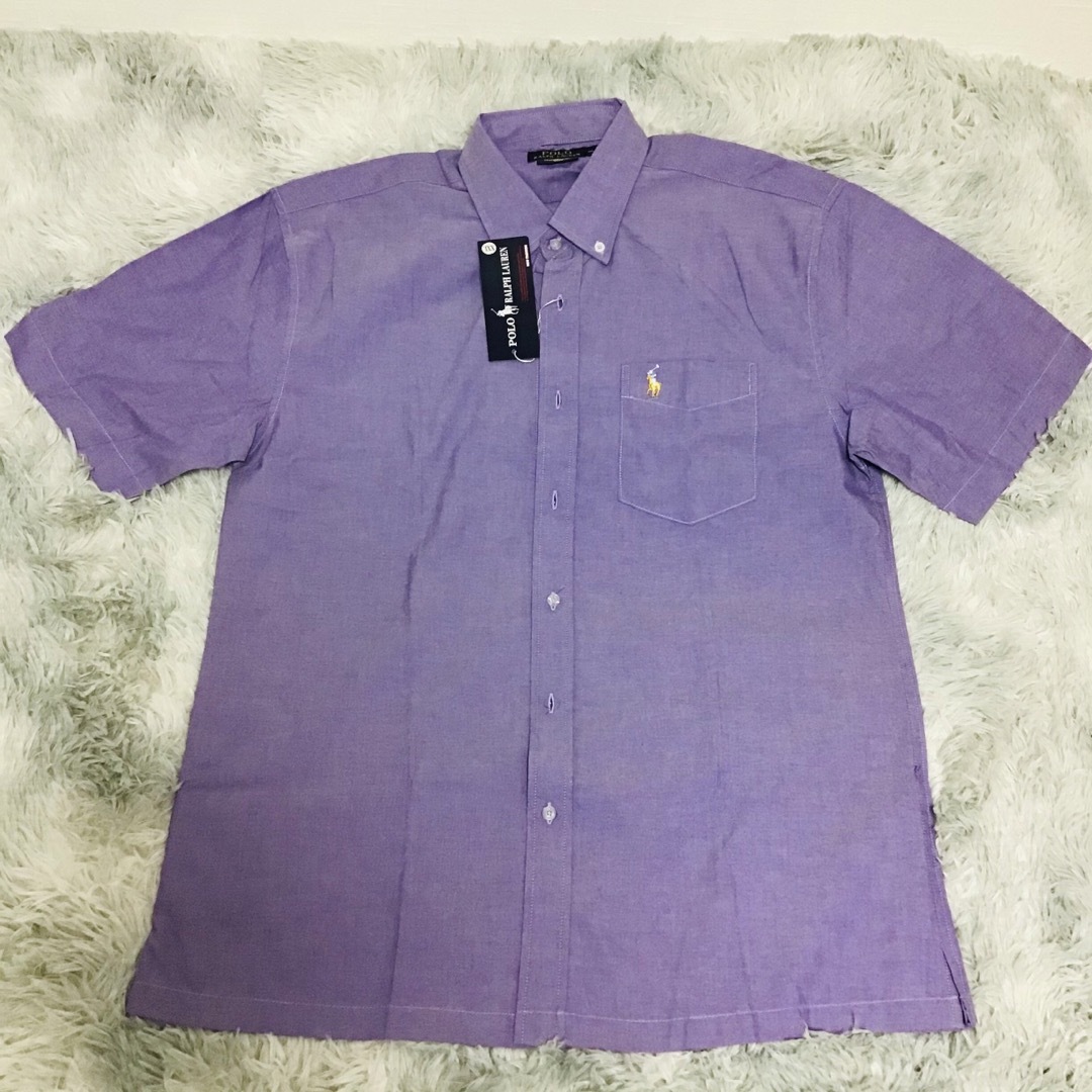 POLO RALPH LAUREN(ポロラルフローレン)のポロ ラルフローレン 半袖 ボタンダウンシャツ パープル ビッグサイズ XXL メンズのトップス(シャツ)の商品写真