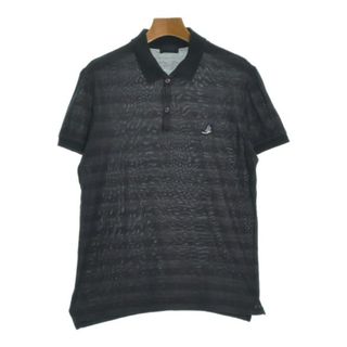 ランバン(LANVIN)のLANVIN ランバン ポロシャツ XS グレーx紺(ボーダー) 【古着】【中古】(ポロシャツ)