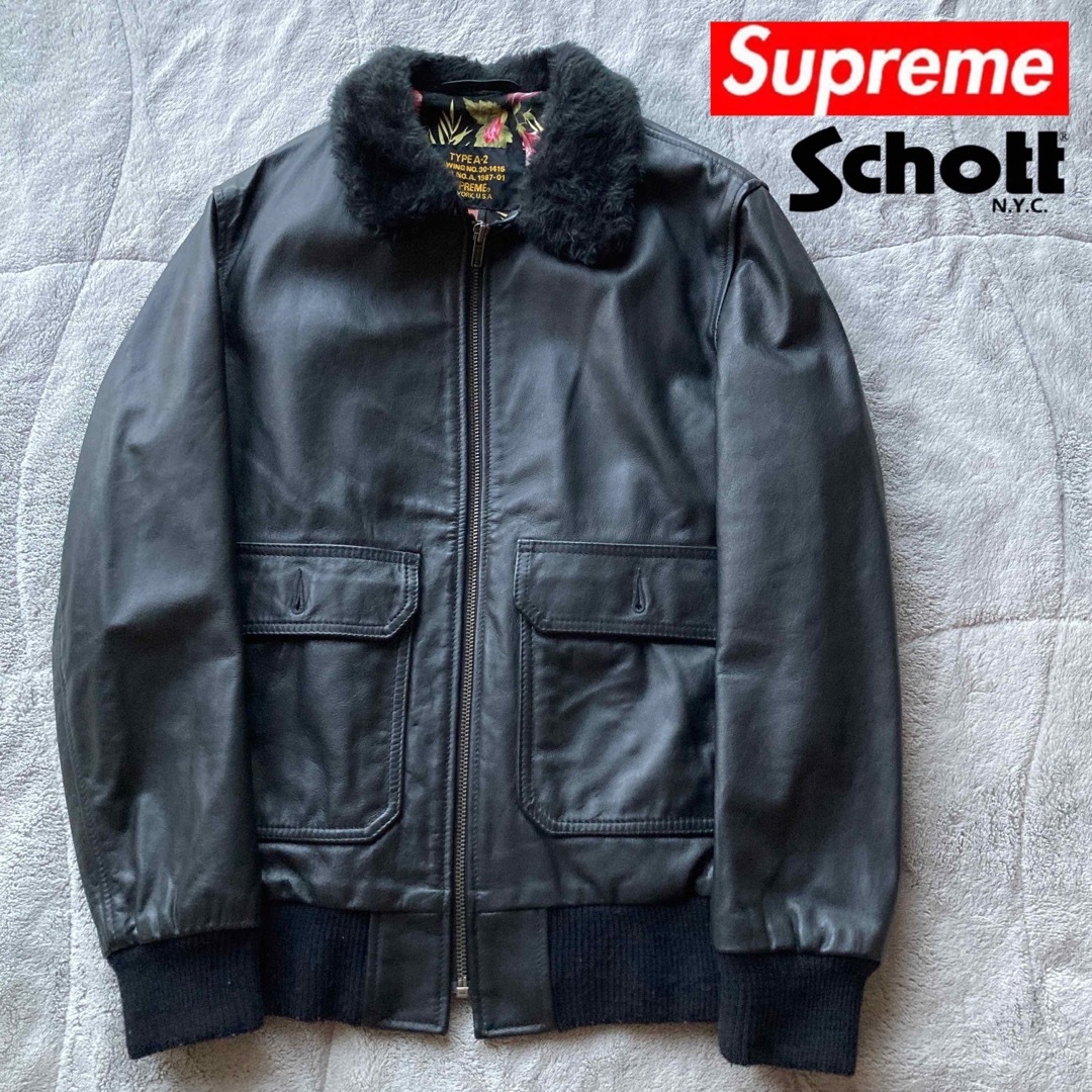 希少L supreme×schott 12SS A-2 フライトジャケット | wic-capital.net