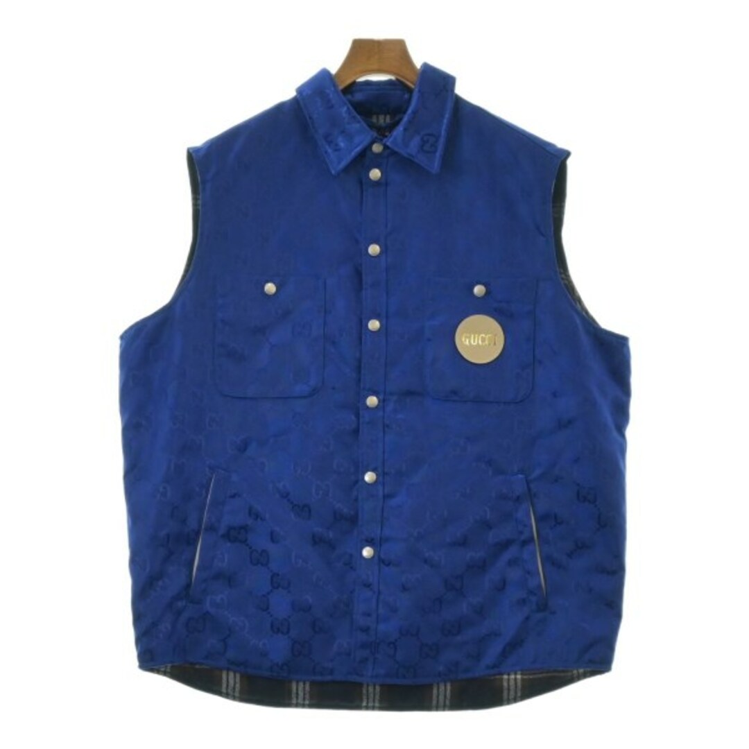 Gucci - GUCCI グッチ ダウンジャケット/ダウンベスト 48(L位) 青(総柄