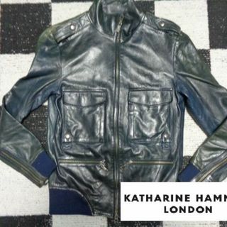 キャサリンハムネット(KATHARINE HAMNETT)の【キャサリンハムネット】羊革シングルライダースLレザージャケットブルゾン革ジャン(レザージャケット)