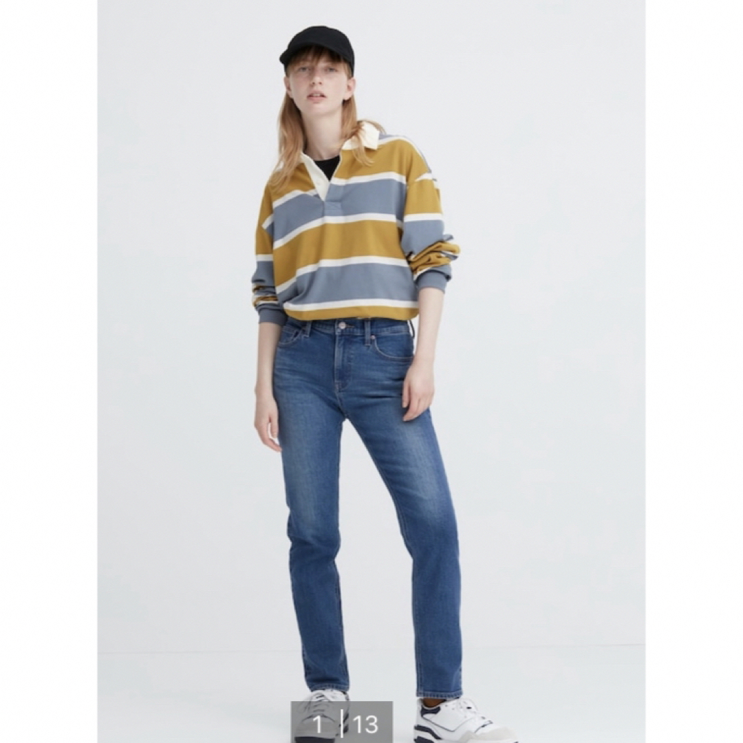 UNIQLO(ユニクロ)のストレッチスリムストレートジーンズ（丈長め76cm）　66BLUE 27 レディースのパンツ(デニム/ジーンズ)の商品写真