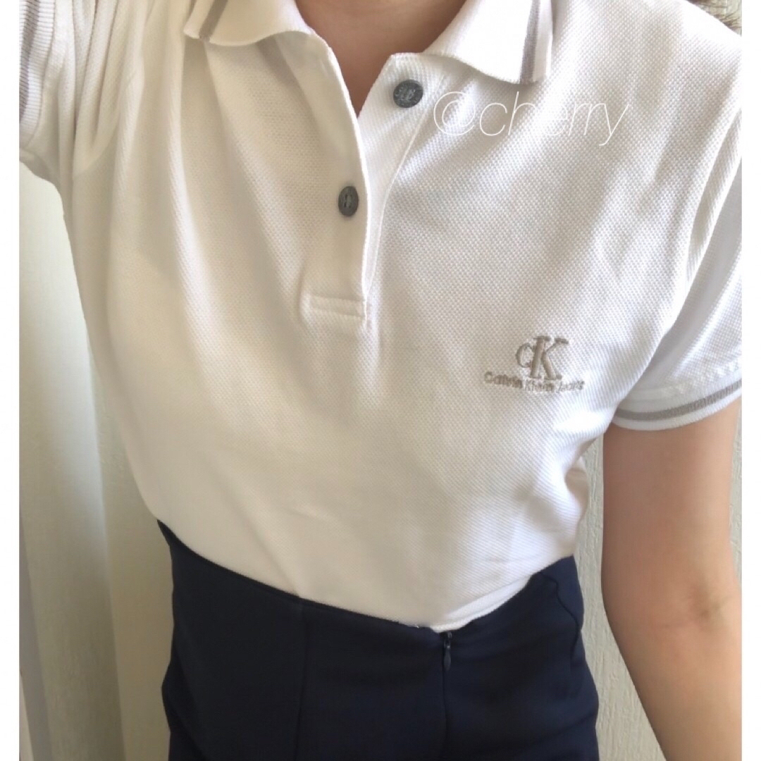 Lochie(ロキエ)のCALVIN KLEIN White polo💞 レディースのトップス(カットソー(半袖/袖なし))の商品写真