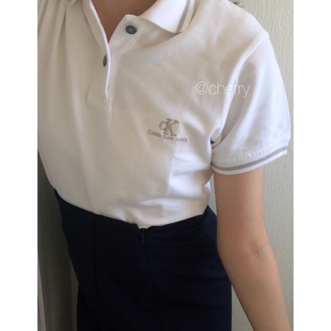 Lochie(ロキエ)のCALVIN KLEIN White polo💞 レディースのトップス(カットソー(半袖/袖なし))の商品写真