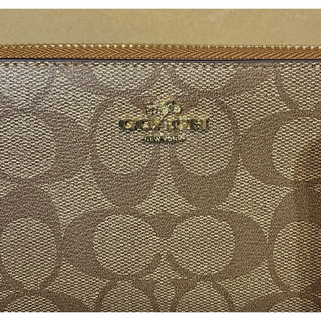 COACH COACH コーチ 長財布 ストラップ シグネチャー ブラウン茶