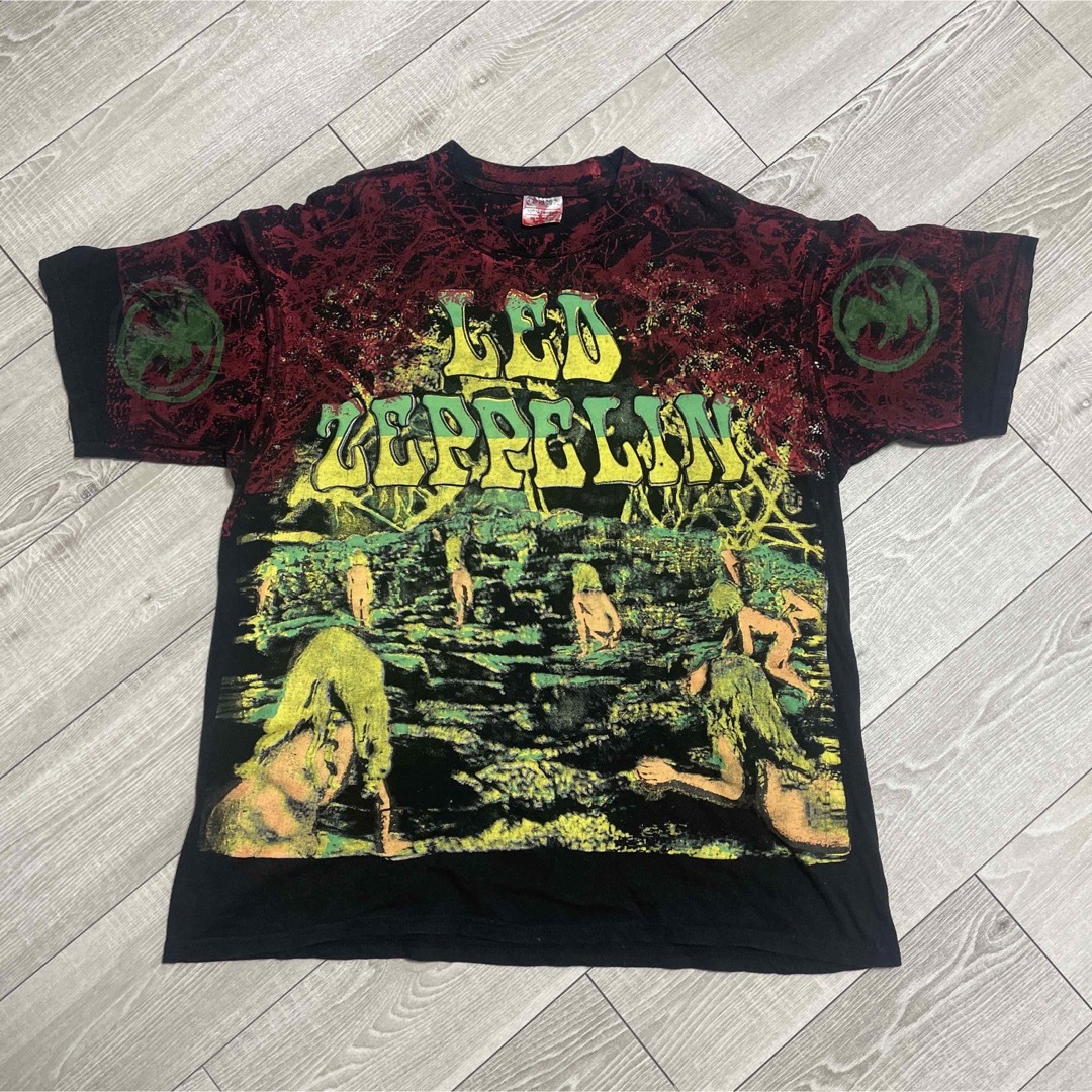 MUSIC TEE - Led Zeppelin 90s ヴィンテージ 古着 総柄 バンド Tシャツ
