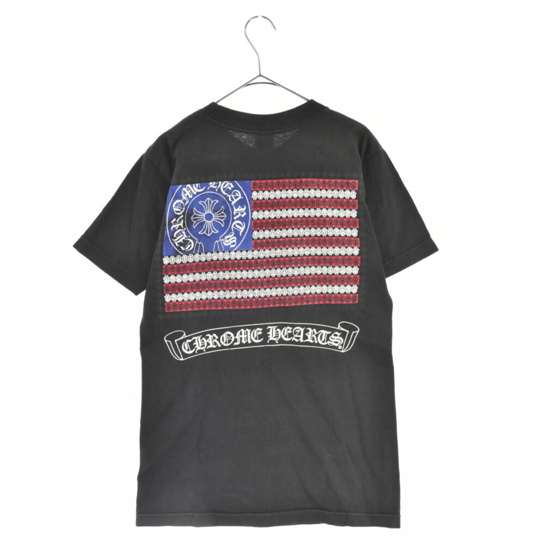 Chrome Hearts(クロムハーツ)のCHROME HEARTS クロムハーツ バック星条旗プリント半袖Tシャツ カットソー ブラック アメリカンフラッグ メンズのトップス(Tシャツ/カットソー(半袖/袖なし))の商品写真