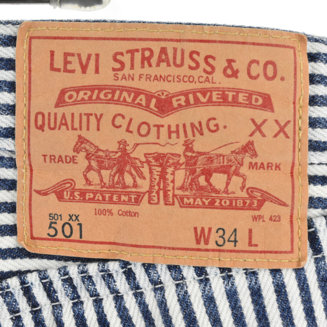 Levi's(リーバイス)のLevi's リーバイス ×NIGO Hickory Stripe 501 ヒッコリーストライプ デニムパンツ インディゴ/ホワイト LEV-146 メンズのパンツ(デニム/ジーンズ)の商品写真