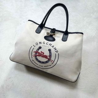 LONGCHAMP - ロンシャン ロゾ トートバッグ キャンバス レザー マリン