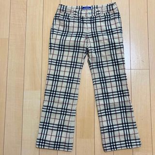 バーバリーブルーレーベル パンツ スリム ノバチェック ウール ベージュ 36