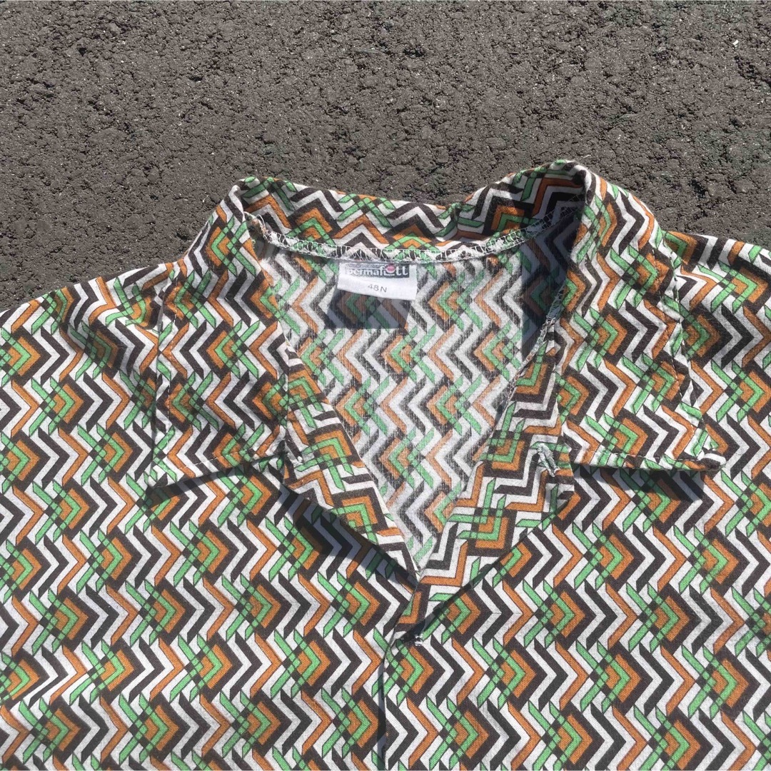 POLO RALPH LAUREN(ポロラルフローレン)の【vintage】60s EURO 半袖　オープンカラーシャツ　総柄　幾何学模様 メンズのトップス(シャツ)の商品写真