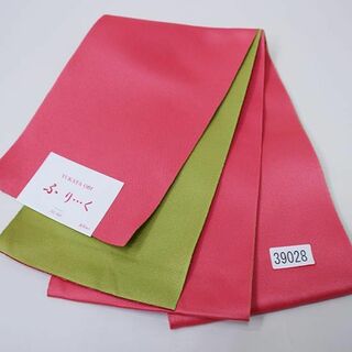 半幅帯 浴衣帯 日本製 ポリエステル100％ ピンク×緑 NO39028(浴衣帯)