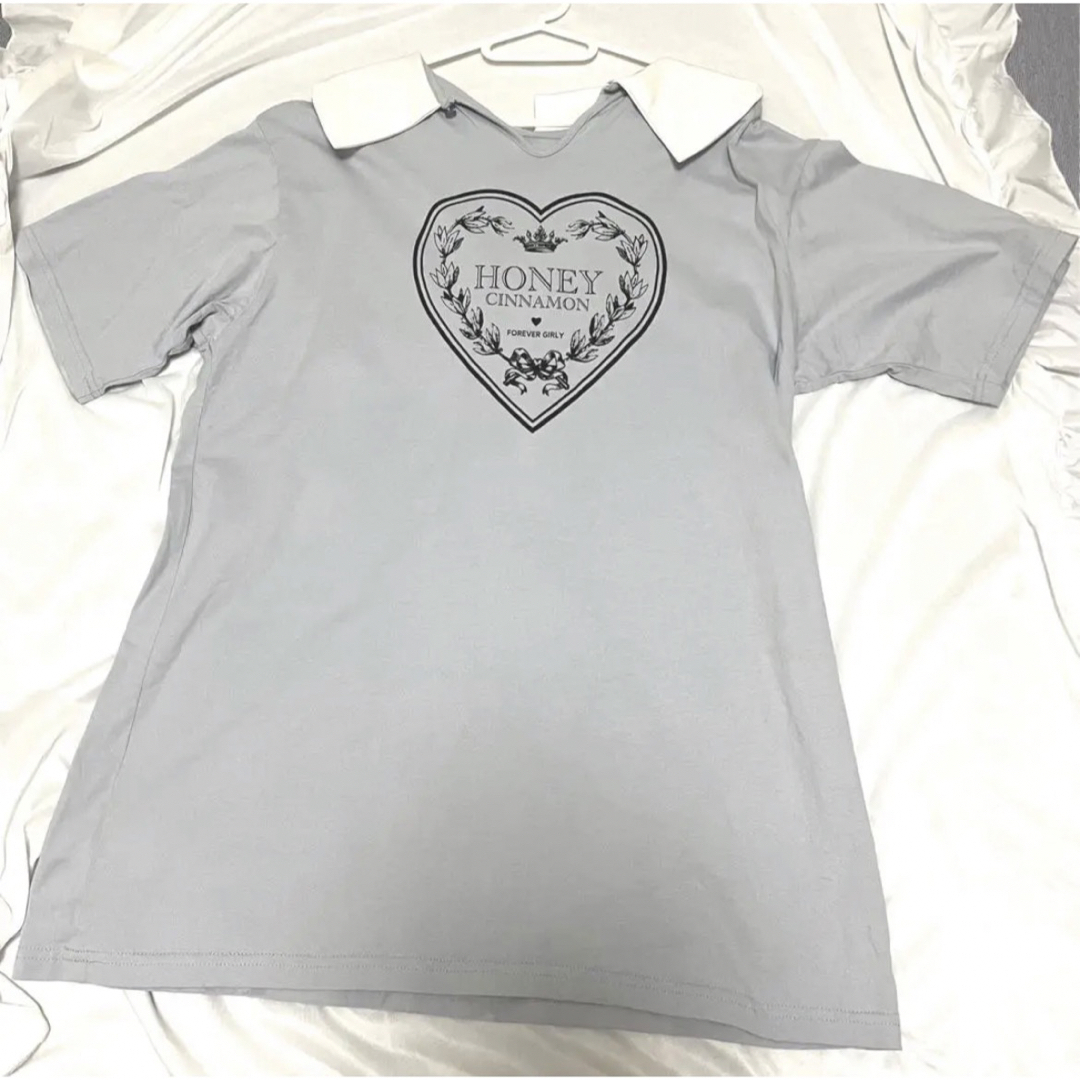 Honey Cinnamon(ハニーシナモン)のハートエンブレム襟付きTシャツ❤︎ メンズのトップス(Tシャツ/カットソー(半袖/袖なし))の商品写真