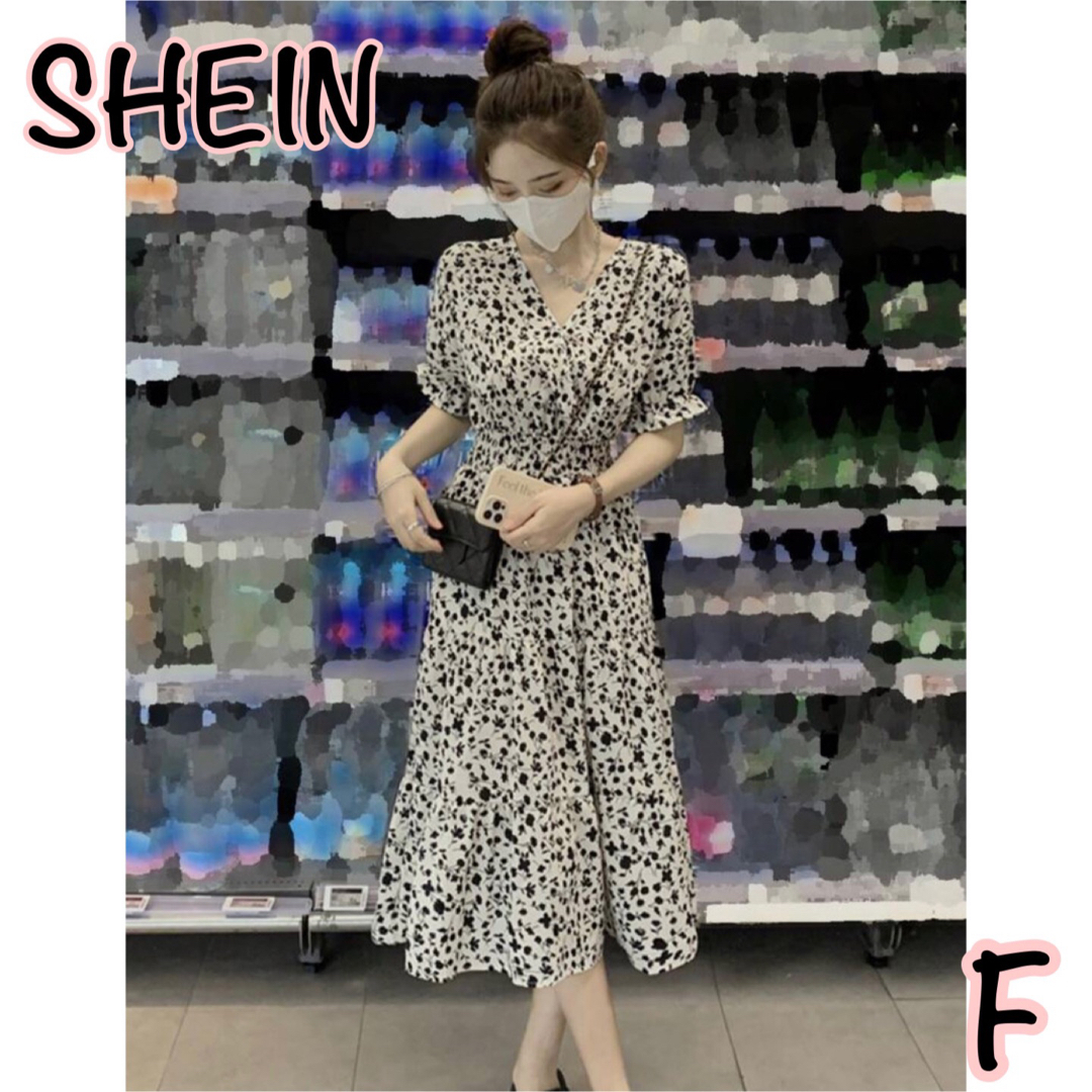 SHEIN/小花柄パフスリーブドレス レディースのワンピース(ひざ丈ワンピース)の商品写真