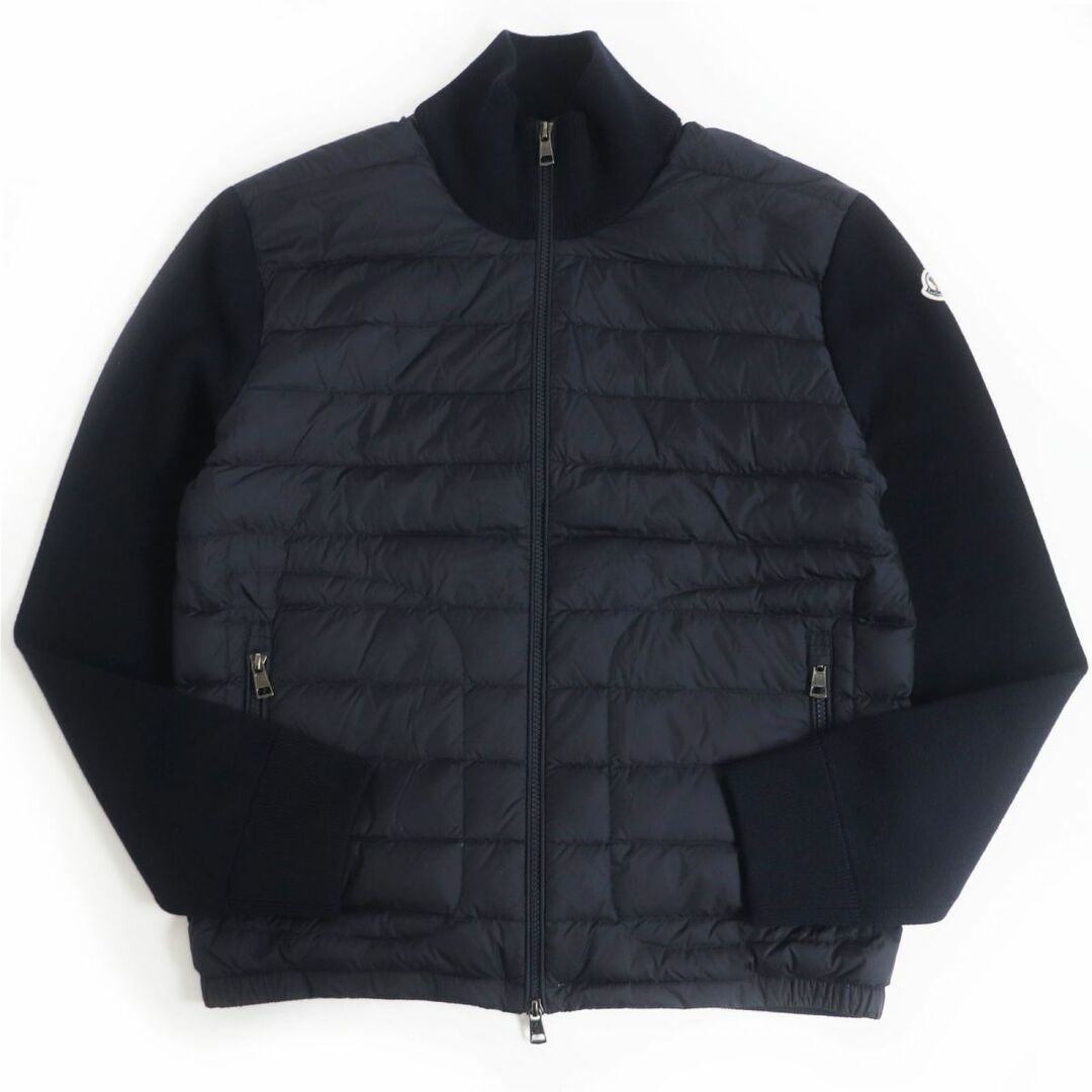 美品□2022年製 MONCLER/モンクレール CARDIGAN ロゴワッペン付き WZIP フーデッド ニットブルゾン/ダウンジャケット ネイビー M 正規品