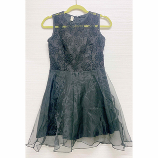 ドーリードール(Dorry Doll)のブラックドレス　ミニドレス　パーティードレス　花柄　黒ドレス(ミニドレス)